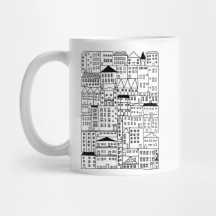 Cityscape Doodle Drawing, City Girl Gift Idea Mug